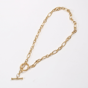 Collar de palanca de cadena de eslabones ovalados gruesos chapados en oro de 18 quilates, Gargantilla de acero inoxidable resistente al agua, joyería para mujer - Product Image 4