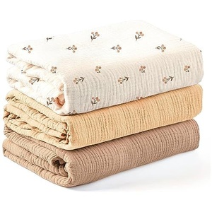 Ensemble de couvertures d'emmaillotage en mousseline de tissu brocart double couche pour nouveau-nés, en coton peigné, pour garçons et filles, tissage uni, textile de maison, transfrontalier - Product Image 6