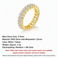 Bague Éternité Complète en Argent Sterling 925 Certifié GRA avec Moissanite 3x5mm, Vente en Gros, Fabrication de Bijoux Fins pour Femmes