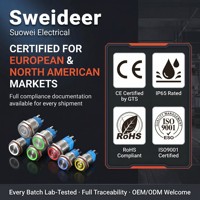Interrupteur à bouton-poussoir en métal Sweideer, éclairé par LED, étanche, à montage sur panneau, momentané, en acier inoxydable, pour commande industrielle
