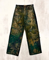 Shorts en jean vintage Boro Sashiko, teinture rouille, imprimé patchwork camouflage, ourlet brut déchiré, style grunge, coupe oversize et ample, personnalisé
