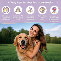 Tabletas OEM Sin Granos para el Bienestar Renal de Perros, Apoyo Hepático con Cardo Mariano, 100 Tabletas, Sabor Salmón y Tocino, Desintoxicación con Silimarina