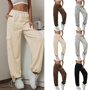 <span class=keywords><strong>Pantaloni</strong></span> Cargo <span class=keywords><strong>da</strong></span> <span class=keywords><strong>Donna</strong></span> Primaverili Stile Hip Hop, Larghi <span class=keywords><strong>con</strong></span> Coulisse e <span class=keywords><strong>Vita</strong></span> Elastica, Tinta Unita, per Jogging, Loungewear e Sport Casual - Product Image 1