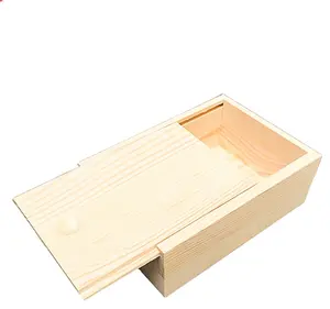 wholesale custom sliding lid pine wood unfinished rustic mini wooden box