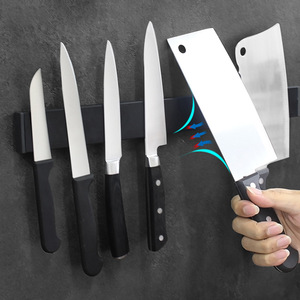 Magnetic Knife Holder Wall Mounted No Drill 304 Stainless Steel Black For Kitchen Knives And Cleavers - Product Image 4