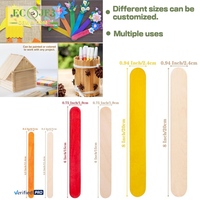 Bâtonnets de sucettes glacées en bois colorés arc-en-ciel, bâtonnets de crème glacée jetables, 4,5 pouces, bois plat teinté, lisse, sans éclats, emballage personnalisé OEM