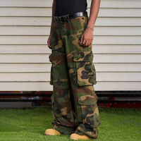 Cago Long coton sergé à impression personnalisée Baggy charpentier à jambes larges pantalon de travail tactique camouflage camouflage 8 poches Cargo pour hommes