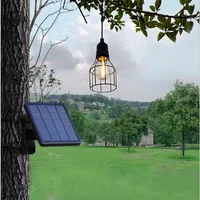 Dış mekan güneş enerjili lamba Vintage Edison ampulleri paneli ile güneş asılı duvar lambası güneş bahçe ışıkları asma fener