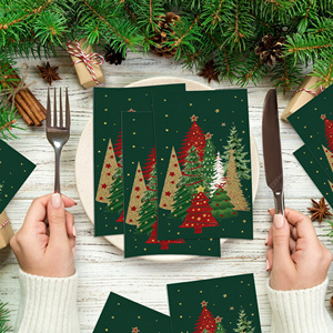 Huancai 20 pièces serviettes d'invité <span class=keywords><strong>de</strong></span> noël jetables rouge vert arbre <span class=keywords><strong>papier</strong></span> dîner <span class=keywords><strong>serviette</strong></span> salle <span class=keywords><strong>de</strong></span> bain essuie-mains pour fournitures <span class=keywords><strong>de</strong></span> fête <span class=keywords><strong>de</strong></span> noël - Product Image 5