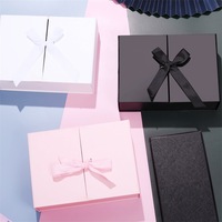 Boîte cadeau pliable à double ouverture unie avec nœud en soie, vide, pour emballage de cosmétiques, soins de la peau et maquillage