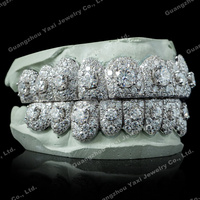 Personnalisé S925 Argent 10K 14K 18K Or Massif Glacé VVS Moissanite Diamant Cultivé En Laboratoire Coupe Droite Dents Grillz pour Hommes Femmes