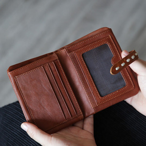 Zenos Full Grain Vegetable Tanned Leather Women Short <b>Wallet</b> 2 Fold Multi <b>Card</b> Driver License Cowhide Purse - Product Image 3