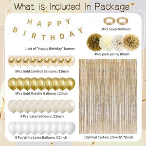 Stendardo di <span class=keywords><strong>buon</strong></span> <span class=keywords><strong>compleanno</strong></span> nappe oro bianco palloncini di <span class=keywords><strong>compleanno</strong></span> Set decorazioni per il 16 ° 21 ° 30 ° <span class=keywords><strong>compleanno</strong></span> 40 ° <span class=keywords><strong>compleanno</strong></span> forniture per feste - Product Image 2