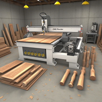 Routeur CNC 4 axes MVIP 1325 avec axe rotatif et table à vide pour le tournage du bois, la gravure, la découpe, les balustres et les artisanats décoratifs