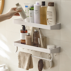 Estante <span class=keywords><strong>de</strong></span> Plástico para Montar en la Pared, Sin Necesidad <span class=keywords><strong>de</strong></span> Taladrar, Organizador para Baño y Cocina, Barra para Toallas, Ganchos para Artículos <span class=keywords><strong>de</strong></span> Aseo, Utensilios, Almacenamiento <span class=keywords><strong>de</strong></span> Gran Capacidad - Product Image 5