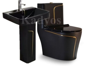 KD-18CTC Commerciële Zwarte Kleur Keramische Washdown Waterkast Met Voetstuk, Modern Vrijstaand Toilet En Wastafel