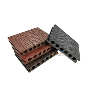 3D Diepe Reliëf Wpc Decking Ronde Gat Anti-Uv Outdoor Zwembad Normale Wpc Holle Decking