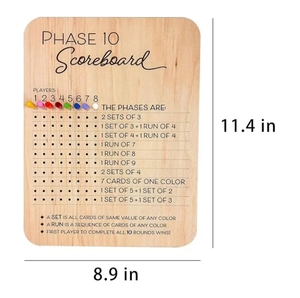 Pafu 2025 <strong>Wooden</strong> Score <strong>Board</strong> with 8 Colored <strong>Pegs</strong> Eco-Friendly Phase 10 Card Game Tracker Fun for the Whole Family - Product Image 2