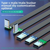 Câble plat en silicone Type-C mâle-mâle avec coudé à 90 degrés, courte longueur, pour la transmission de données et la charge rapide 66W