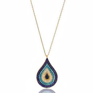 Pendentif en argent sterling 925 fait main turc, design poire, forme ronde, mélange de pierres de zircon, vente en gros - Product Image 2