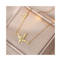 Collier à pendentif personnalisé motif de battement de cœur Nouveau design Fête de vacances Collier à pendentif amour battant en or