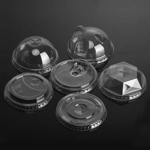 RTS Stock Food Grade 89/90/93/98mm PET Bear Ear Dome Lids Disposable 12 Oz Smoothie Lids Boba Cups Bottle Lids & Closures
