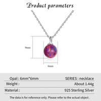 Pendentif boule opale 6MM, chaîne en argent sterling plaqué rhodium, collier tendance pour femme, fiançailles, fête, mariage, anniversaire