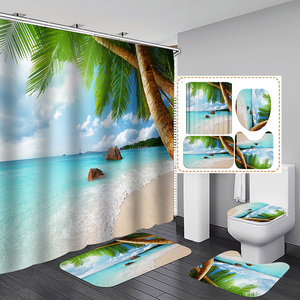 Océan Imprimer Tissu Imperméable Salle <span class=keywords><strong>De</strong></span> Bains Décor Plage Paysage <span class=keywords><strong>Bord</strong></span> <span class=keywords><strong>De</strong></span> <span class=keywords><strong>Mer</strong></span> Paysage <span class=keywords><strong>Rideau</strong></span> <span class=keywords><strong>De</strong></span> Douche avec Tapis - Product Image 5