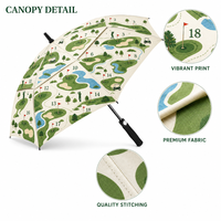 Parapluie de golf à motif de carte de parcours de golf, double toit, résistant au vent, grand parasol, impression personnalisée du terrain de golf, cadeau pour golfeur