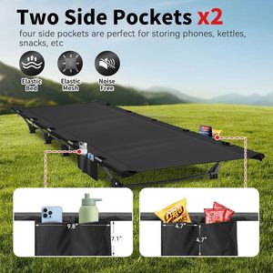 Cama de Camping plegable portátil de primera calidad, cómoda cuna para dormir para adultos con 2 bolsillos laterales, admite muebles de Camping de 330 libras - Product Image 3