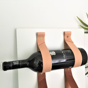 PU Leather Strap <strong>Wine</strong> Rack Housewarming Gift Wall Mounted <strong>Wine</strong> <strong>Holder</strong> Hanger Storage Organizer