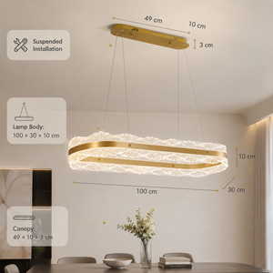 Modern Luxury Gold Metal <b>Led</b> Pendant <b>Light</b> <b>Dimmable</b> Remote Tricolor For Dining Room Living Room Indoor Home - Product Image 3