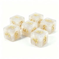 Ensemble de dés de luxe en acrylique blanc nacré D6, dés à six faces en résine nacre, dés nacrés pour jeux de société