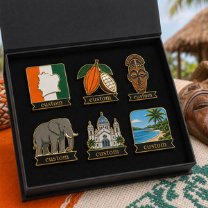 Set <span class=keywords><strong>de</strong></span> Regalo <span class=keywords><strong>de</strong></span> Pin <span class=keywords><strong>de</strong></span> Solapa Personalizado <span class=keywords><strong>de</strong></span> Costa <span class=keywords><strong>de</strong></span> Marfil al por Mayor con Bandera Naranja y Blanca, Pin <span class=keywords><strong>de</strong></span> Solapa <span class=keywords><strong>de</strong></span> Cacao, Souvenir Turístico, Insignia <span class=keywords><strong>de</strong></span> Máscara Baule - Product Image 1