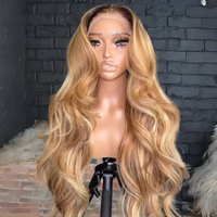 Vente en gros de cheveux indiens vierges bruts sans colle 613 Perruque Highlight Ombre brun miel blond HD Lace Front Perruque de cheveux humains colorés