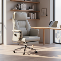 Chaise de bureau de direction moderne en cuir blanc à dossier haut |   Fauteuil inclinable à 180° pour la maison, le bureau et l'hôpital, idéal pour la pause déjeuner et la sieste