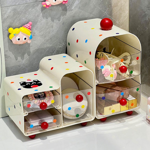 Desktop <b>Storage</b> Box Cosmetic Organizer Plastic Multifunction Makeup Drawer With Wheels For <b>Dressing</b> <b>Table</b> Jewelry Lipstick - Product Image 1