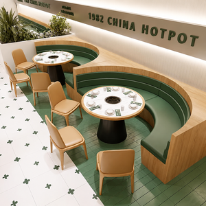 Sofás para Cabinas de <span class=keywords><strong>Restaurante</strong></span> Hotpot, Cabinas Semicirculares Adosadas a la Pared para Comida China de Hunan, Mesas <span class=keywords><strong>y</strong></span> Sillas para Comedor <span class=keywords><strong>y</strong></span> Barbacoa - Product Image 1