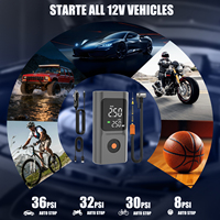 Bomba de Aire Inalámbrica Inteligente Multifunción con Banco de Energía y Luz LED para Automóvil, Bicicleta, Balón, Equipo Deportivo, Inflador de Neumáticos Compacto de 150 PSI