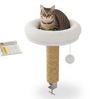 Poteau à gratter pour chat à fixation de table, lit en peluche en forme de donut, sans perçage, compatible 20-50mm, sisal naturel, OEM ODM personnalisé, MOQ 50 pièces