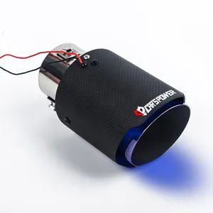 New 3 bolzen matte carbon faser LED licht Exhaust Tip gerade cut end twill carbon schalldämpfer für abgasanlage