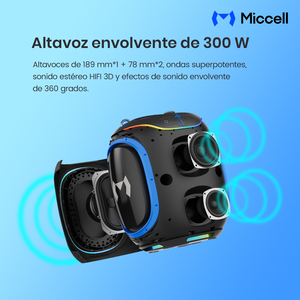 Altavoz Portátil Miccell VQ-SP69 de 300W con Batería de 30000mAh, Luces RGB e Impermeable IPX6 para Fiestas y Exteriores - Product Image 4