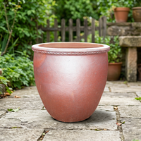 Maceta de Terracota Rústica Hecha a Mano para Jardín, Macetero Circular sin Recubrimiento para Flores y Plantas Verdes, Diseño para el Hogar