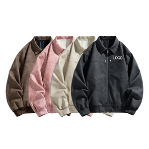 High Quality Custom Printed Front Logo Spring Men's American Retro Studded Turn-Down Collar Loose Windproof PU <strong>Leather</strong> <strong>Jacket</strong> - Product Image 2