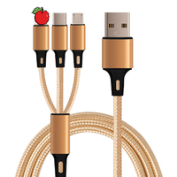 Trois-en-un type-c Nylon tresse télescopique câble de Charge rapide Micro-USB pour ordinateur Android téléphone caméra charge