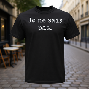 T-shirt Je Ne Sais Pas French noir pour hommes, vêtements décontractés - Product Image 3