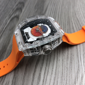 Nouvelle Montre Mécanique Homme 2026 Thème Spatial Cadran Mars Boîtier Tonneau Verre Transparent avec Bracelet Caoutchouc Orange pour Style Urbain - Product Image 2