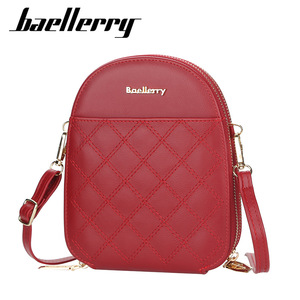 Sac à bandoulière pour femme Baellerry, petit sac à fermeture éclair rond, sac pour téléphone, broderie, motif à carreaux, portable, usage quotidien - Product Image 1
