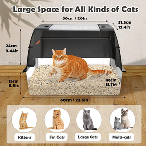 Extragroßes Katzenklo aus Edelstahl mit Hohem Rand, Vollständig Geschlossen für Einfache Reinigung und Geruchsbeseitigung – Großes Katzenzubehör - Product Image 5