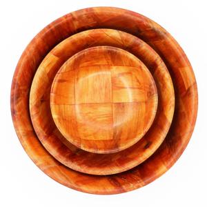 Cuenco de madera redondo de 12 "pulgadas y 30 cm Material de cuero de madera natural tejido y ensaladera en forma - Product Image 5